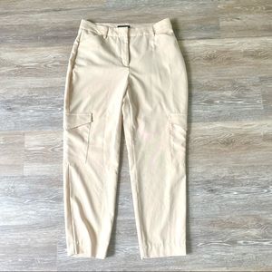 Express Cream Crop High Rise Dress Pants